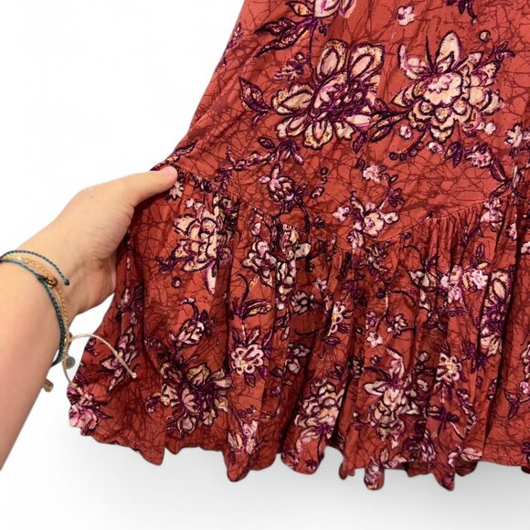 Maurice’s Rust Red Floral Maxi Sundress Strappy Back Boho Festival Size Small - Picture 4 of 7